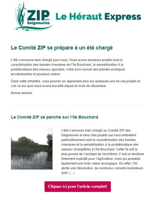 L&rsquo;infolettre du mois d&rsquo;avril 2019 est ici!