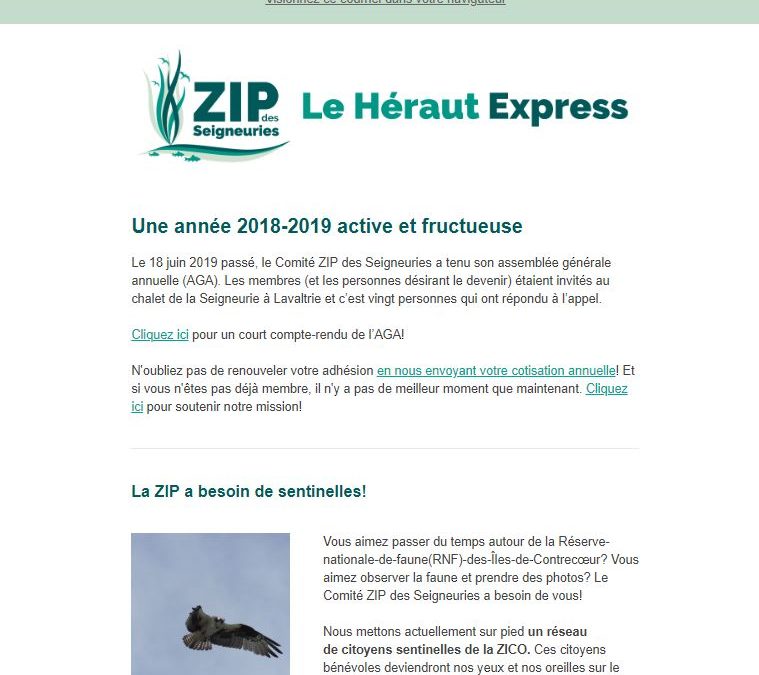 L&rsquo;infolettre de juillet est arrivée!